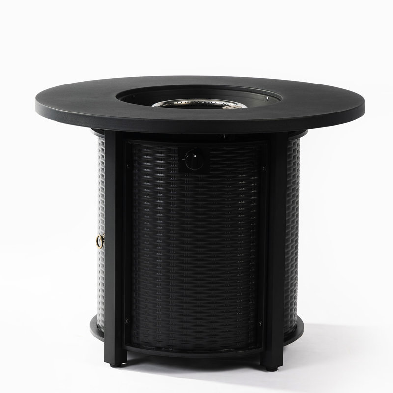 32Inch Fire Pit Table In Black Steel, Enhancing Patio Ambiance Adding Warmth And Style To Your, 24.47" H x 32.55 W x 31.41" D