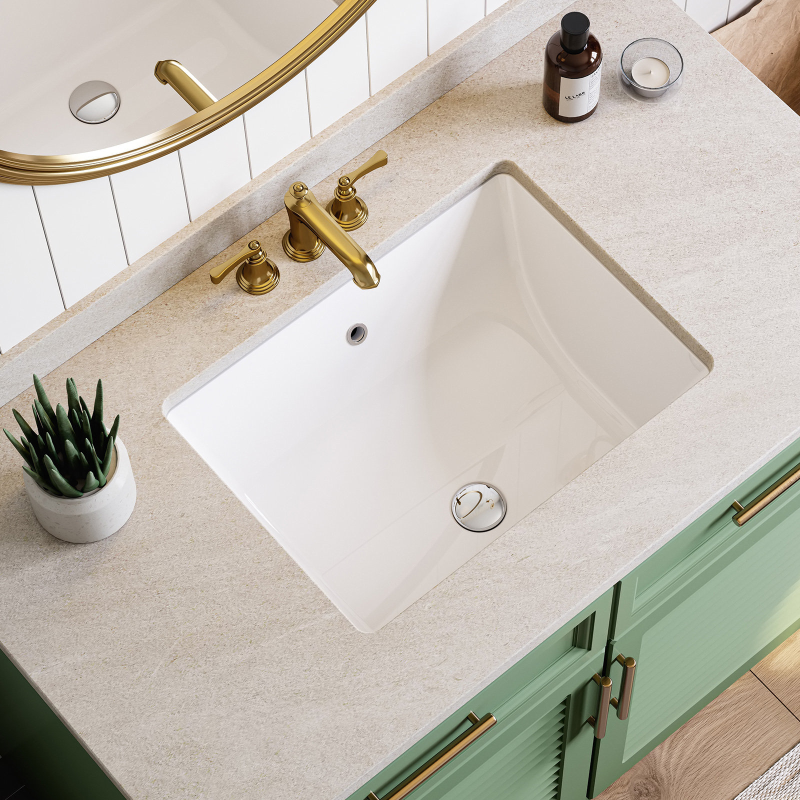 LUXIER 20-1/4 in. x 15 in. Rectangular Ceramic Undermount Bathroom Sink in White with Overflow LUXIER 20-1/4 in. x 15 in. Rectangular Ceramic Undermount Bathroom Sink in White with Overflow