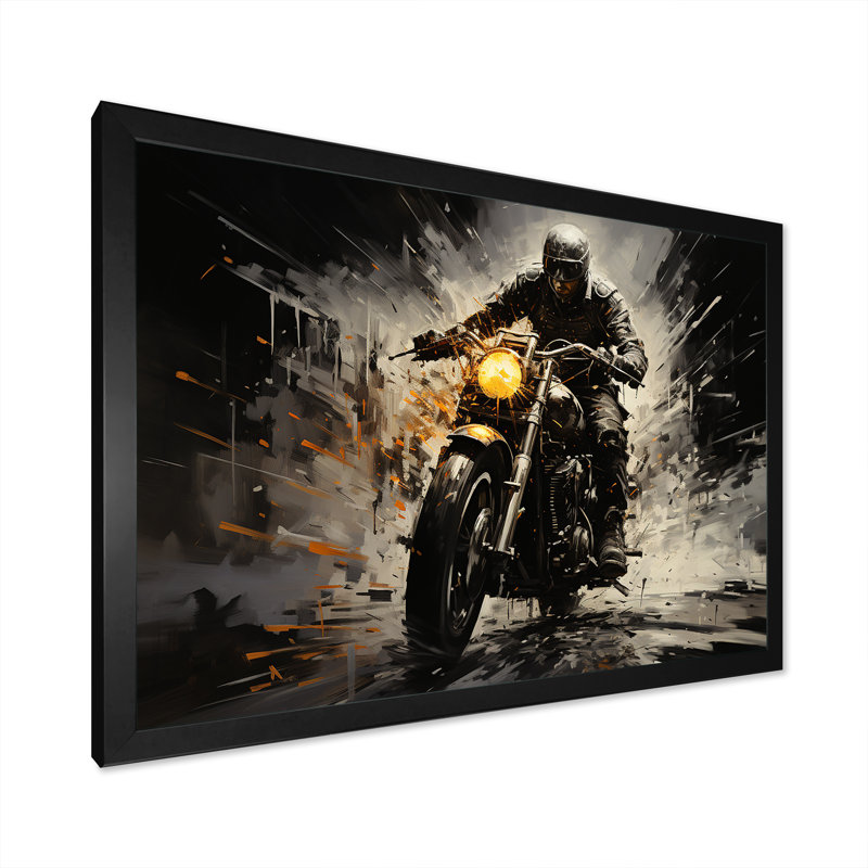 Impressionniste à vélo III sur toile, H 24 po x l 32 po x P 1 po, Cadre simple noir