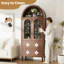 Armoire de rangement arquée en bois massif, finition noyer-1282349869