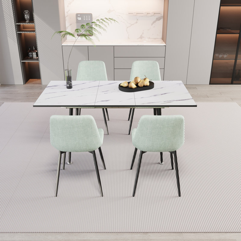 Ensemble de table de salle à manger et de chaises de 47 à 63 po à rallonge moderne en bois aggloméré