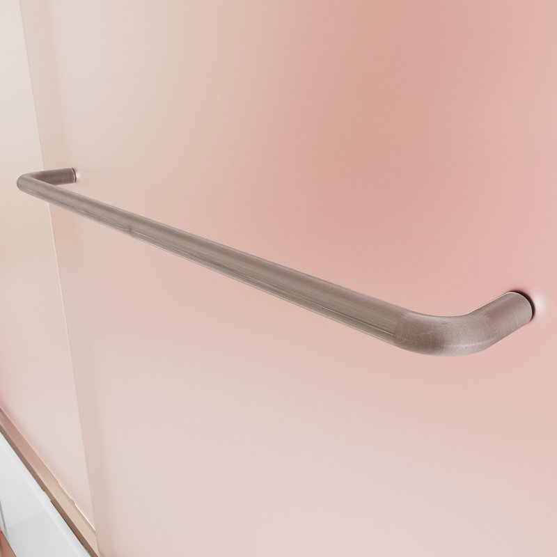 Porte de baignoire coulissante double avec cadre en verre givré de 55 po à l 56 po H 56 po, Nickel brossé