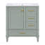 Meuble-lavabo vert 30 po avec lavabo en céramique, portes et tiroirs à fermeture en douceur-2039481229