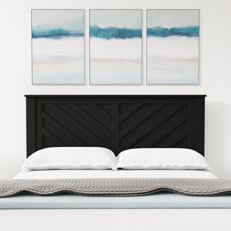 Alycee Solid Wood Panel Headboard, Black, Queen