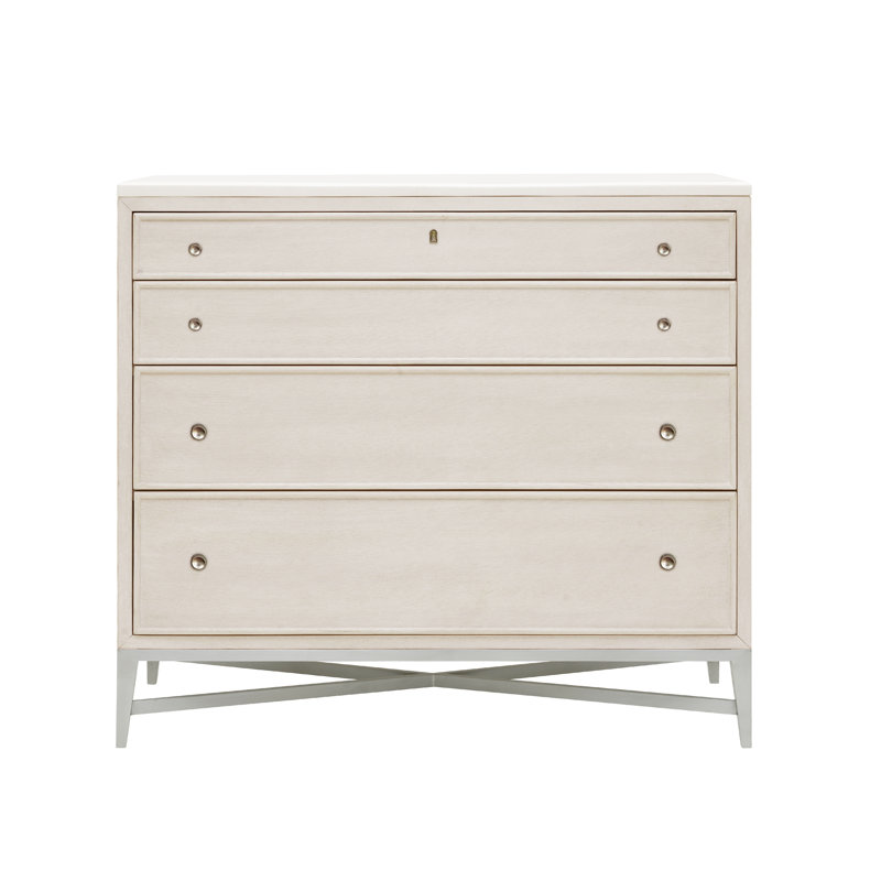 Ashby Place Beige and White 4-Drawer Bachelor's Chest with Marble Top