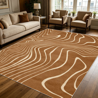 Tapis de fond brun à motif abstrait 1PC Context Wave