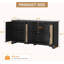 Armoire de rangement en rotin avec 4 portes, buffet Buffet avec tablettes Boho, console de meuble télé-625000799