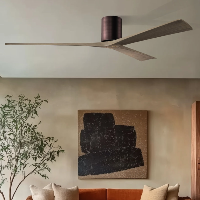 Ventilateur de plafond à 3 pales Olivier, Bronze texturé, Ton bois de frêne gris, 72"