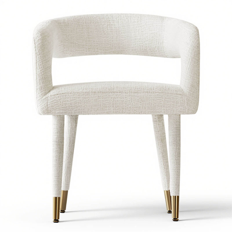 Hennigan Textured Fabric Dining Armchairs , Offwhite