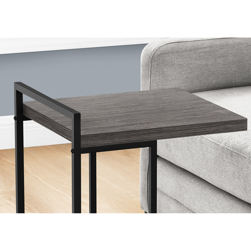 Table d'appoint avec design, surface en stratifié gris et base en métal noir pour la décoration du salon de la chambre à coucher