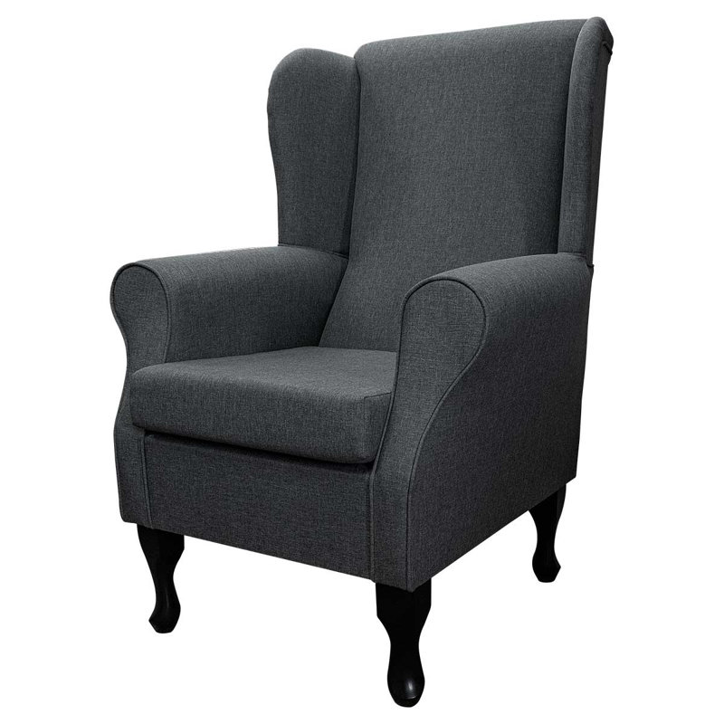 74cm Wide Tufted Wingback Chair, Matte Black