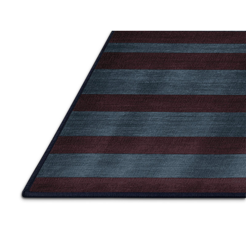 Tapis noir à rayures horizontales lavable à la machine, Carré 4 pi