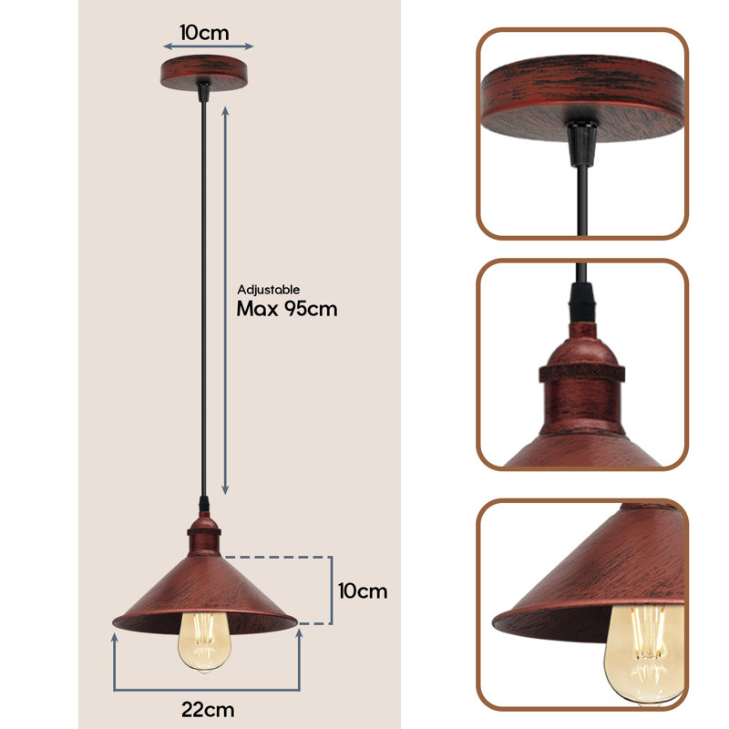 Adalbert 1 - Light Cone Pendant, Rustic Red