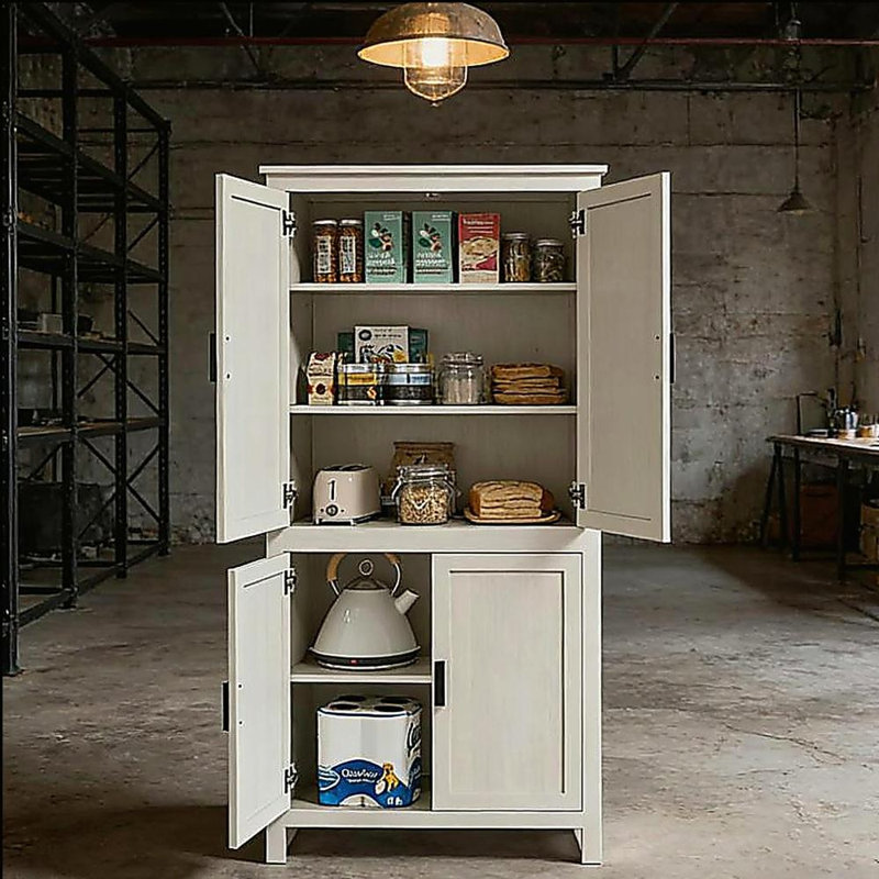 Armoire de rangement autoportante, garde-manger, Blanc