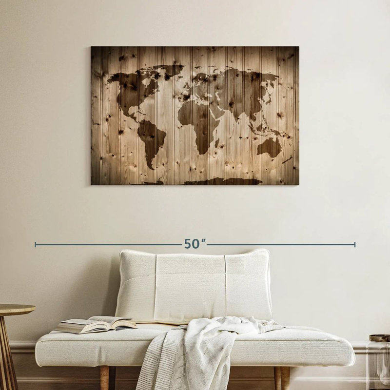 Aliaz Wood World Map, 26" H x 39" W