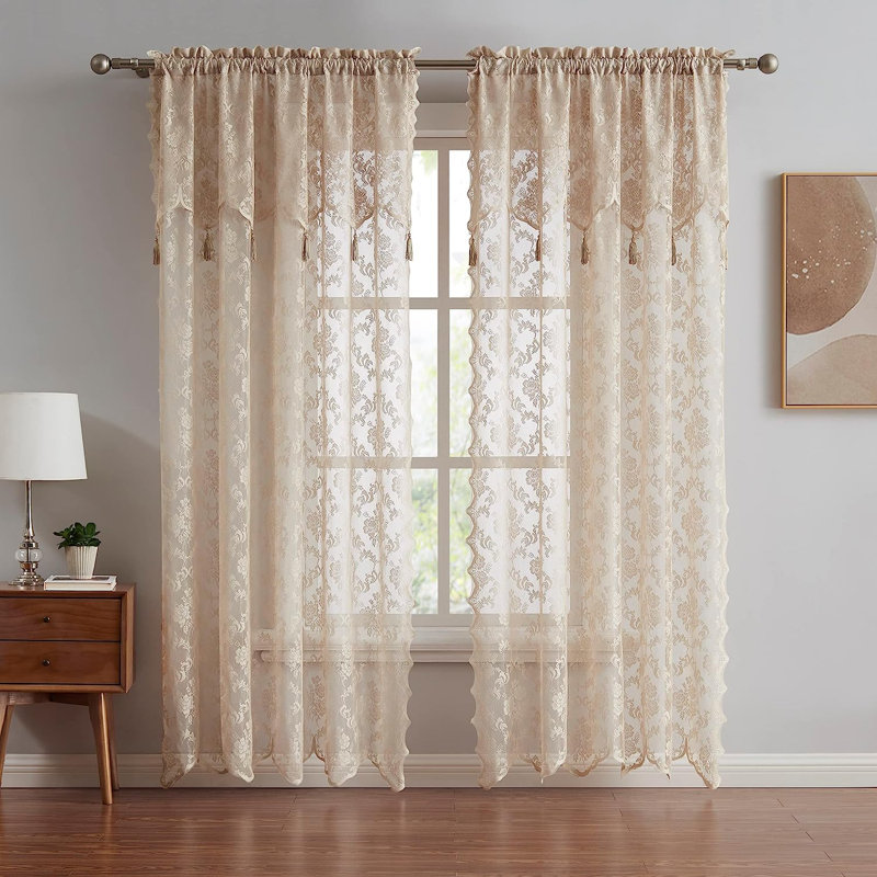 Sidnie Semi Sheer Curtain Pair, Linen, 54" W x 96" L