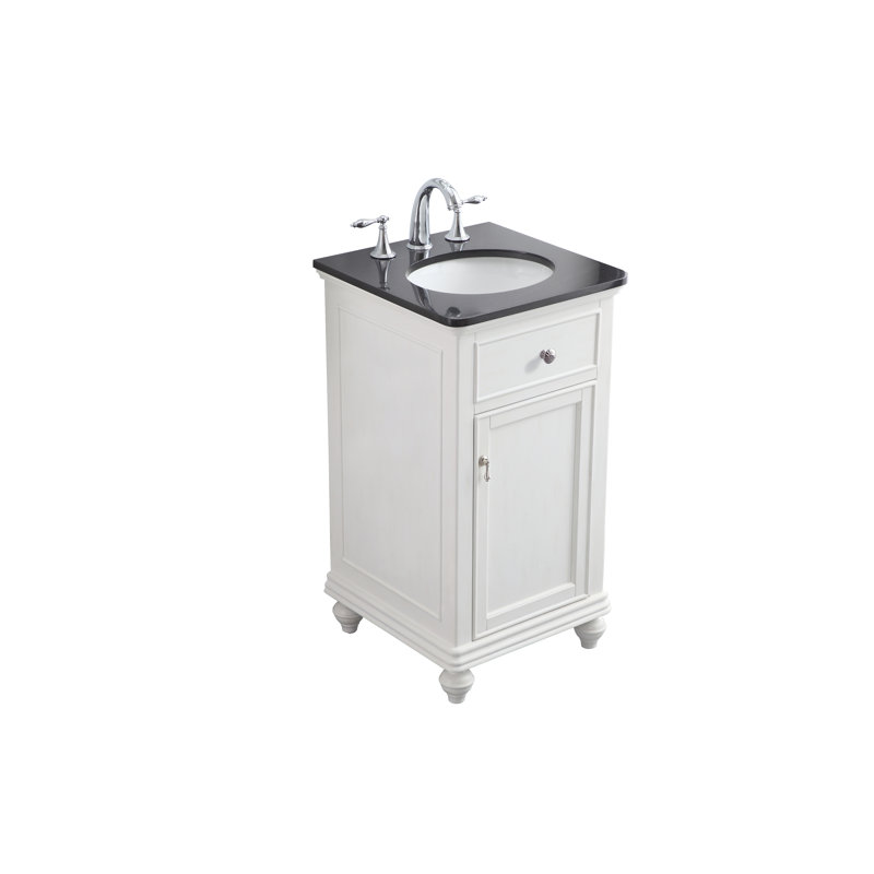 Otto 19'' Single Bathroom Vanity with Top, Antique White, Black