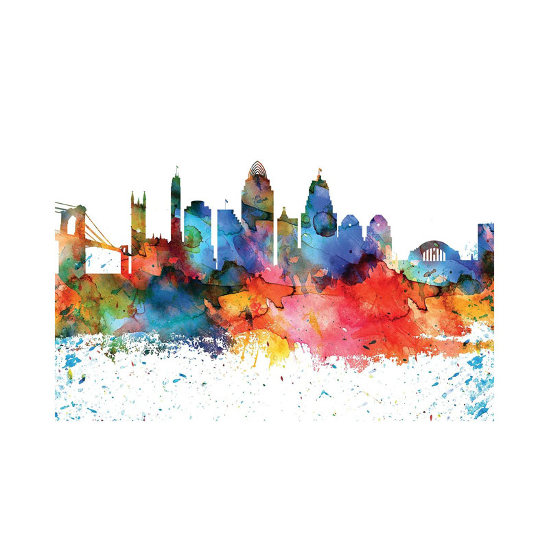Cincinnati Skyline - Wrapped Canvas Painting, 152.5 cm H x 101.5 cm W