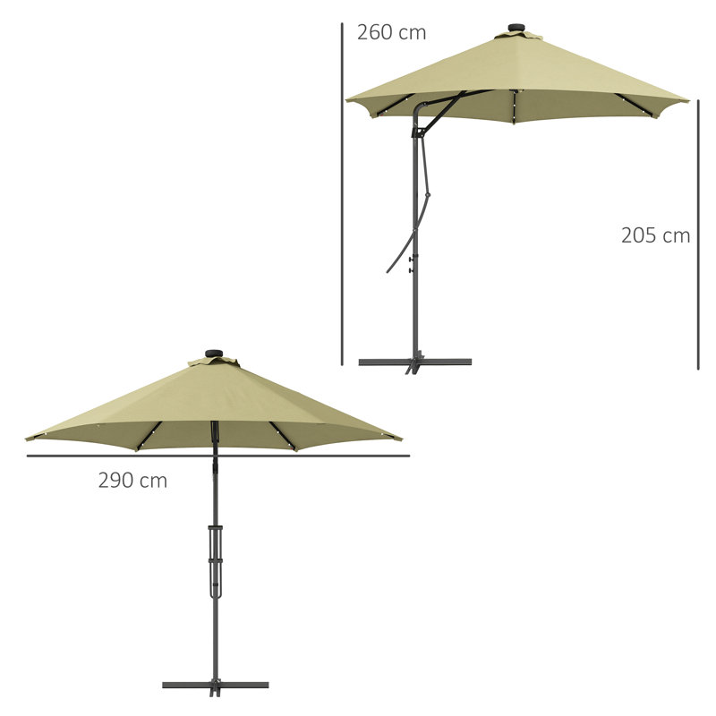 130cm Lighted Market Parasol, Beige