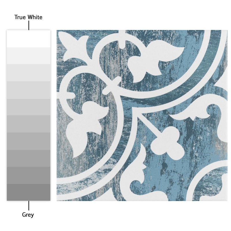 Cassis Arte 10" x 10" Porcelain Patterned Wall & Floor Tile, Blue Day