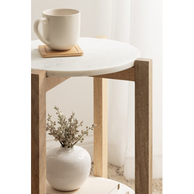 Round Tiered Marble Side Table