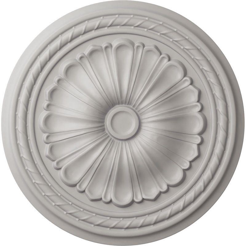 Endurathane Carlsbad Ceiling Medallion, 19 1/2"OD x 1 3/4"P, Hand-Painted Steel Gray Finish, Ultra Pure White