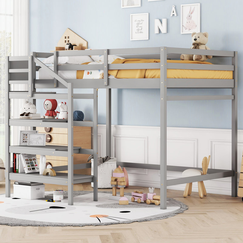Lit mezzanine double Colhaven Kids, gris