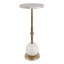 Table d'appoint ronde en métal avec piètement sphérique moderne, idéale pour le bureau ou un coin lecture - Table d'appoint étroite et contemporaine pour le salon - 63,5 cm, or et blanc