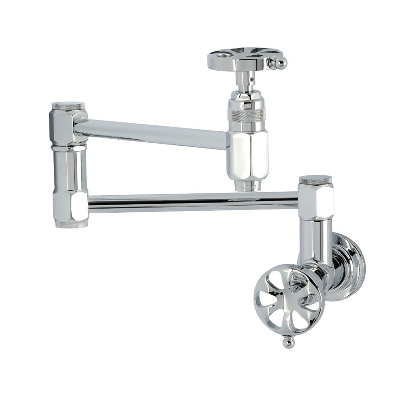 Kingston Belknap Wall Mount Pot Filler Faucet, Polished Chrome
