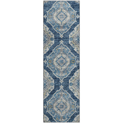 Premium Machine Washable Andreau AMF91 Blue Rug