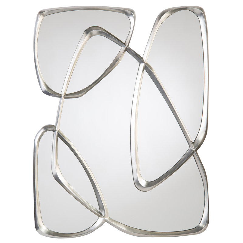Zeta Metal Flat Wall Mirror, Pewter