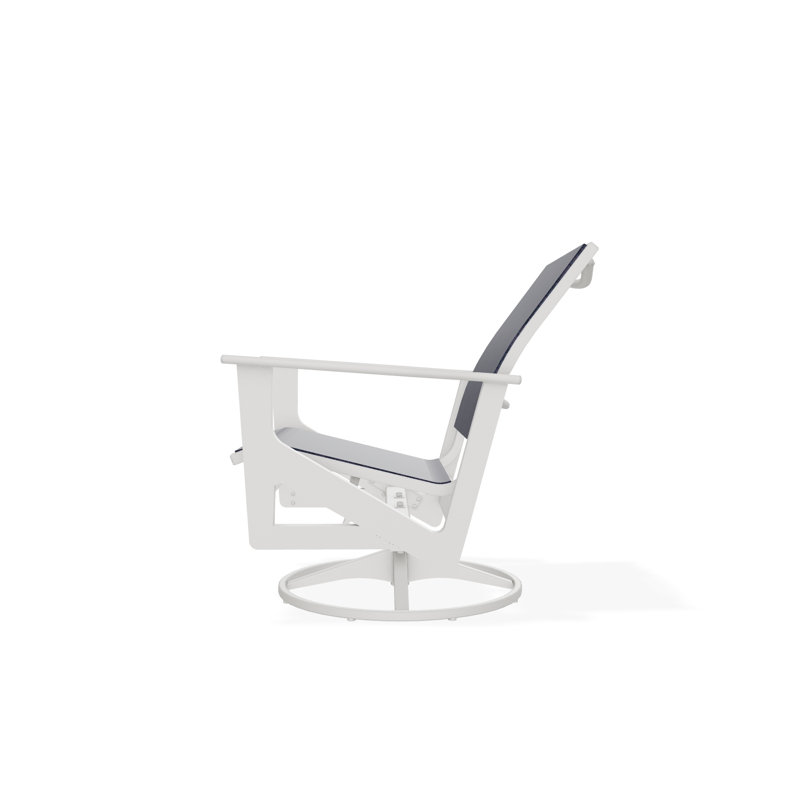 Wexler Outdoor Swivel Lounge Chair, Snow, Moments Navy