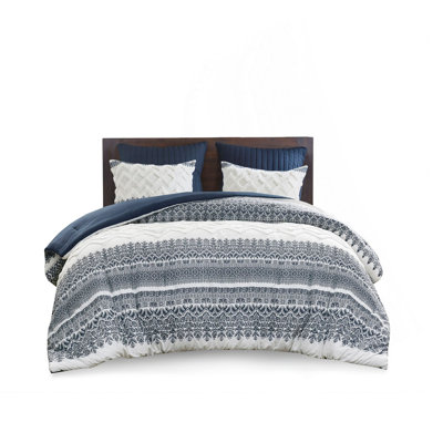 3 Piece Cotton Comforter Set With Chenille Tufting