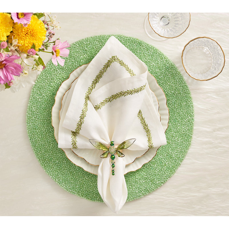Jardin Napkin, White/Green