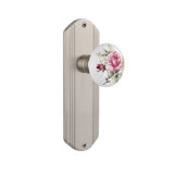 Deco Plate with White Rose Porcelain Door Knob
