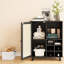 Buffet noir avec 6 tablettes à vin et ouvertes, 34 pouces pour l'organisation à la maison, 27,5 po de largeur, 33,15 po de hauteur, un grand plateau de rangement, une cuisine ou un vestibule, 14,59 de profondeur,-132972730