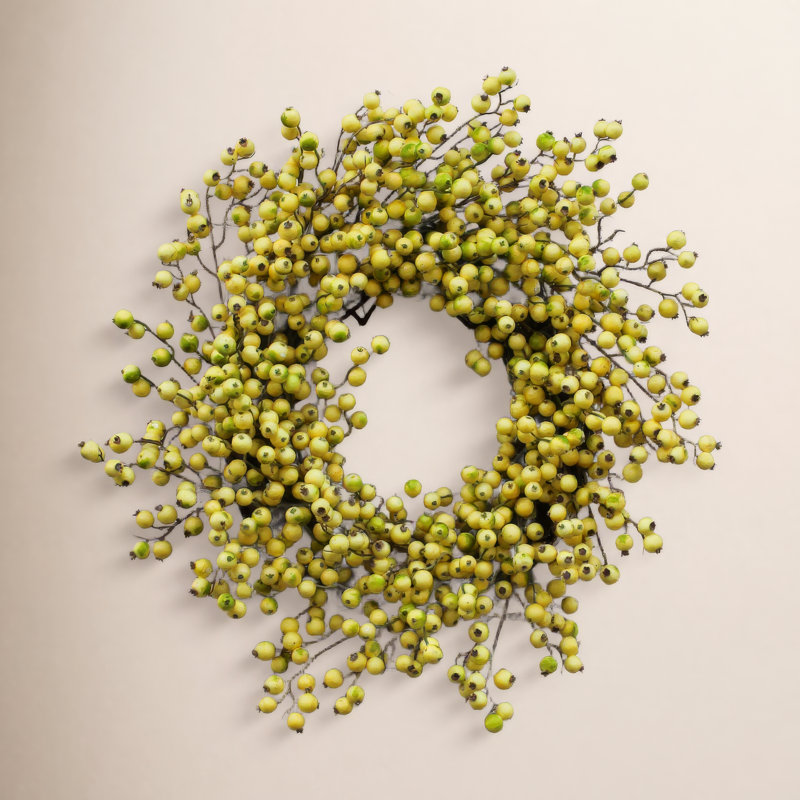 Couronne de groseille printanière, H 32 po x l 32 po x P 6 po, Vert