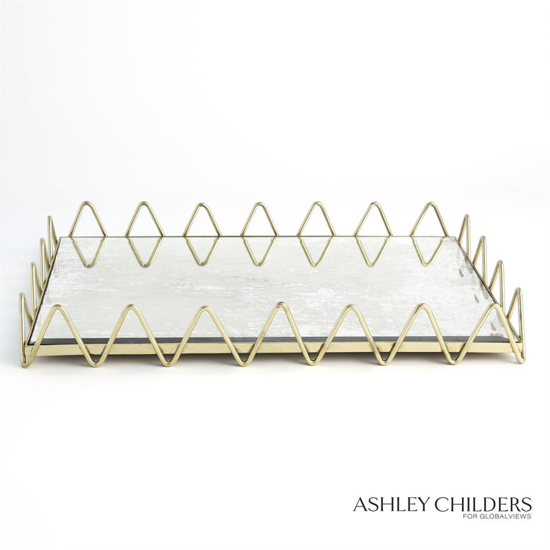 Ric Rac Tray-Gold W/Antique Mirror