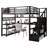 Full Size Metal Loft Bed with Staircase, Wardrobe, L-Shaped Desk, Storage Shelves, LED Lights & Charging Station-171954729