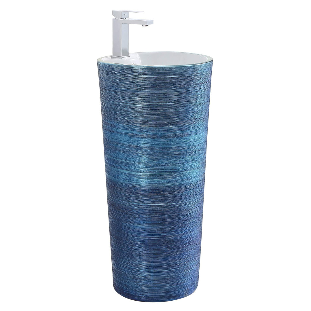 Vitreous China Pedestal Bathroom Sink with Overflow Fine Fixtures Sink 