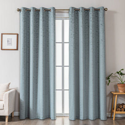 Ultra Soft Velvet Embossed Floral Room Darkening Grommet Curtain Pair