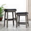 Élégant et durable tabouret de bar gris vieilli de 30 po avec siège en cuir noir confortable