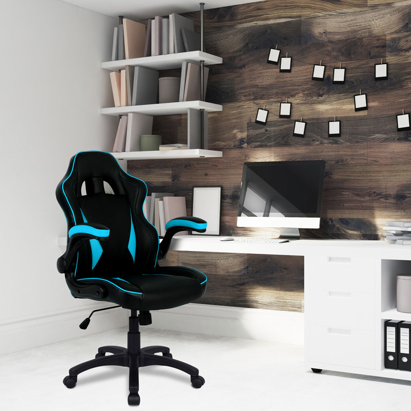Zipcode Design Ottman Adjustable Ergonomic Faux Leather PC & Racing Game Chair, Blue/Black