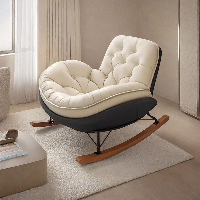 Chaise berçante confortable et de qualité, Gris / Blanc cassé