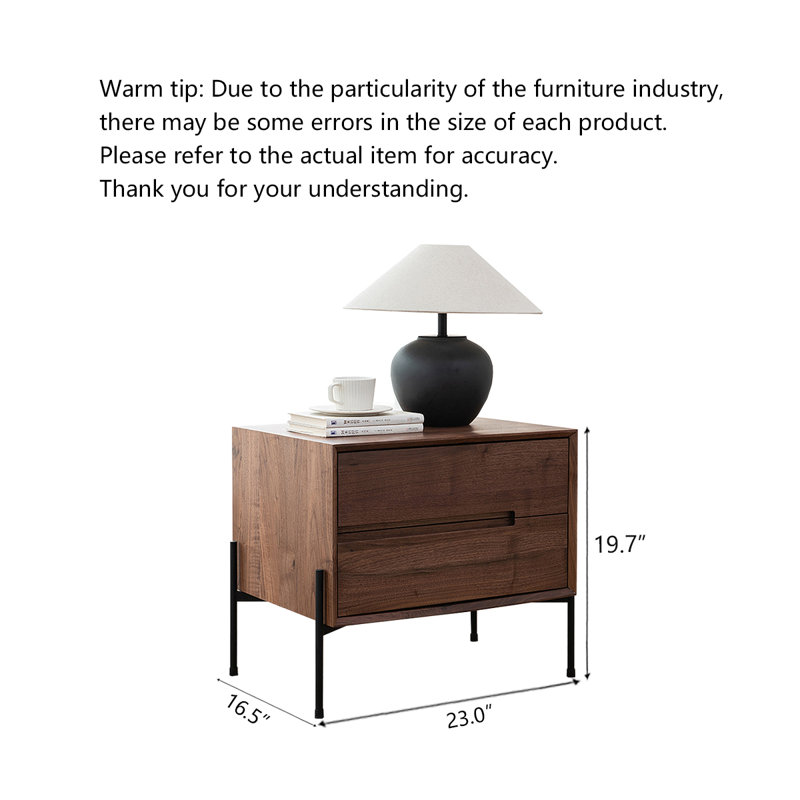 Table de chevet en bois massif de style minimaliste avec poignée cachée pour la chambre à coucher