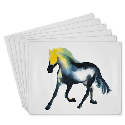 Galloping Horse Polyester Placemats Set of 6 | Home Decor