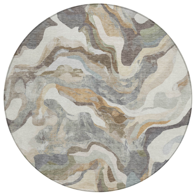 Machine Washable Indoor/Outdoor Colman ACN2162 Modern Rug, Round 8'