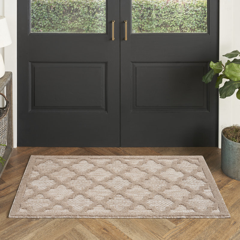 Tapis intérieur / extérieur brun / beige Adianey Red Barrel Studio Easy Care, Tapis de couloir 2 pi x 4 pi