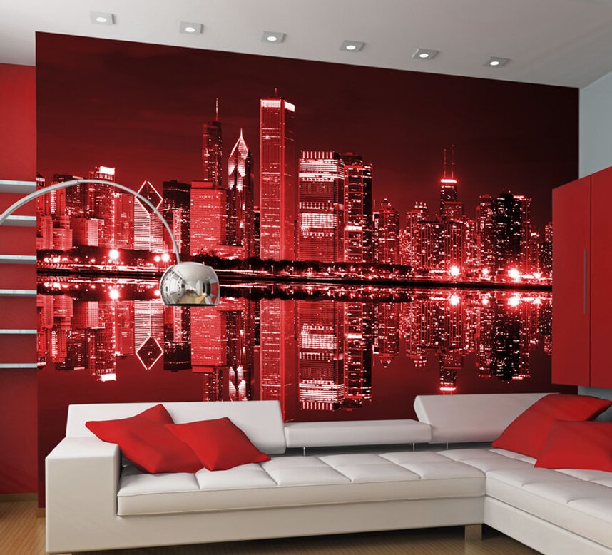 Tapete Chicago in Dark Red Lights 3,09 m x 400 cm