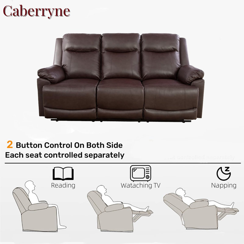 Almke 80.5'' Faux Leather Reclining Sofa, Brown